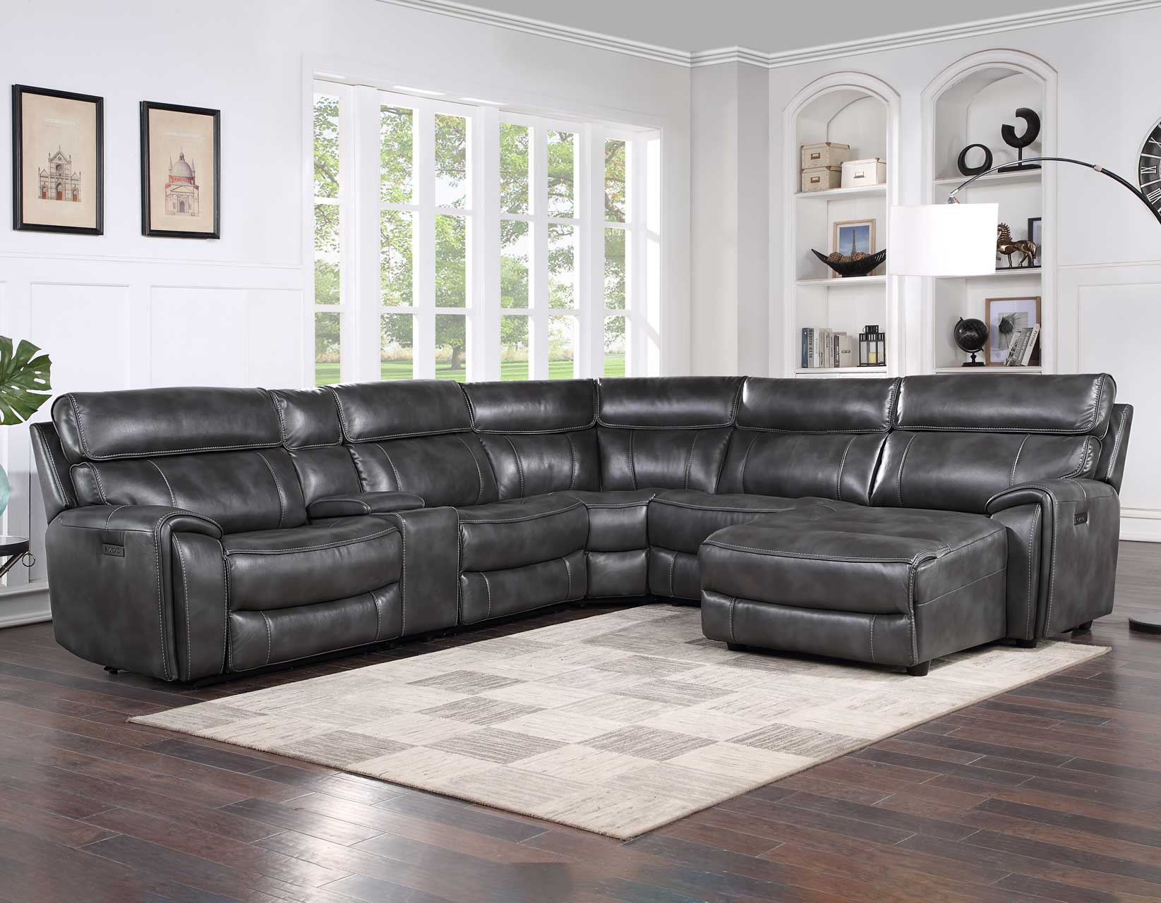 Steve Silver Company Provo Dual-Power Reclining Leatherette Sectional with Chaise