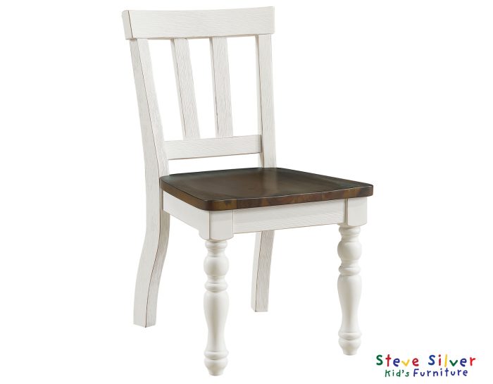 Joanna Kids Solid Wood Side Chair, Ivory and Mocha Finish - Image 4