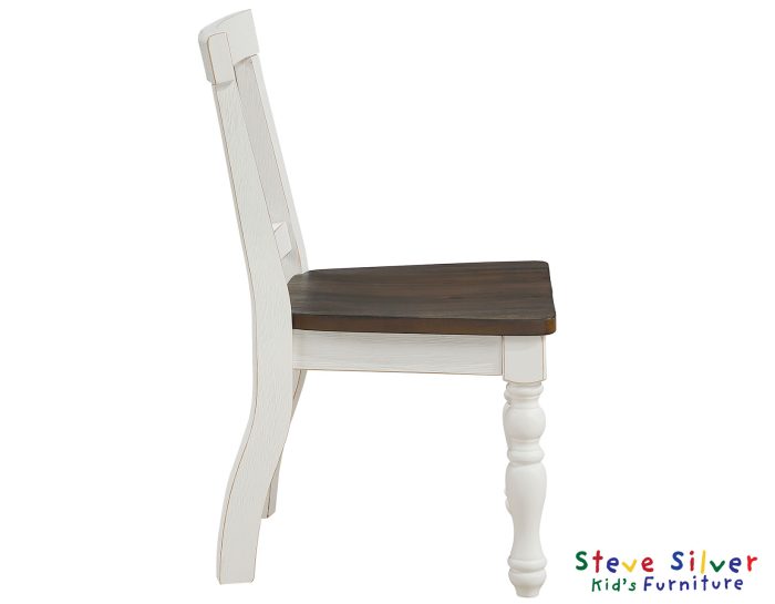 Joanna Kids Solid Wood Side Chair, Ivory and Mocha Finish - Image 10