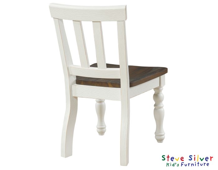 Joanna Kids Solid Wood Side Chair, Ivory and Mocha Finish - Image 9