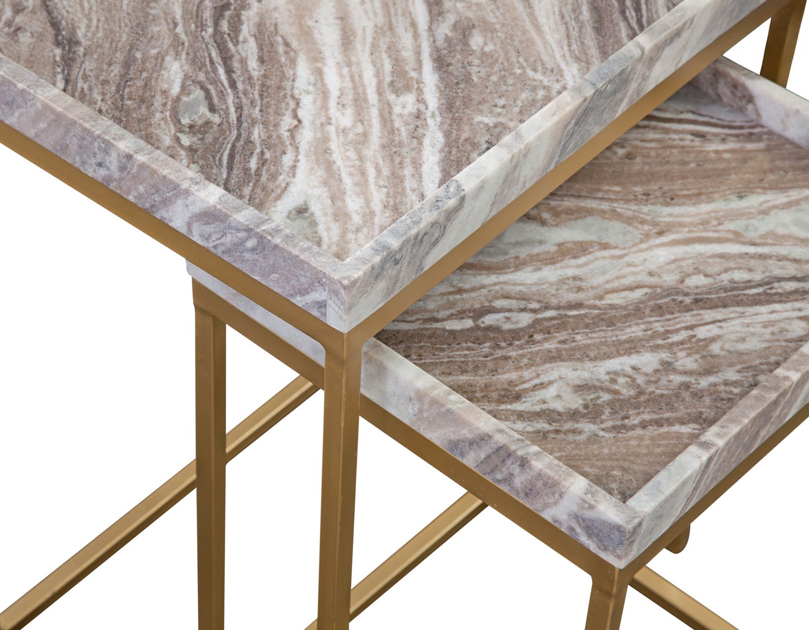 Chantel Solid Brown Marble Top Nesting Tables - Image 5