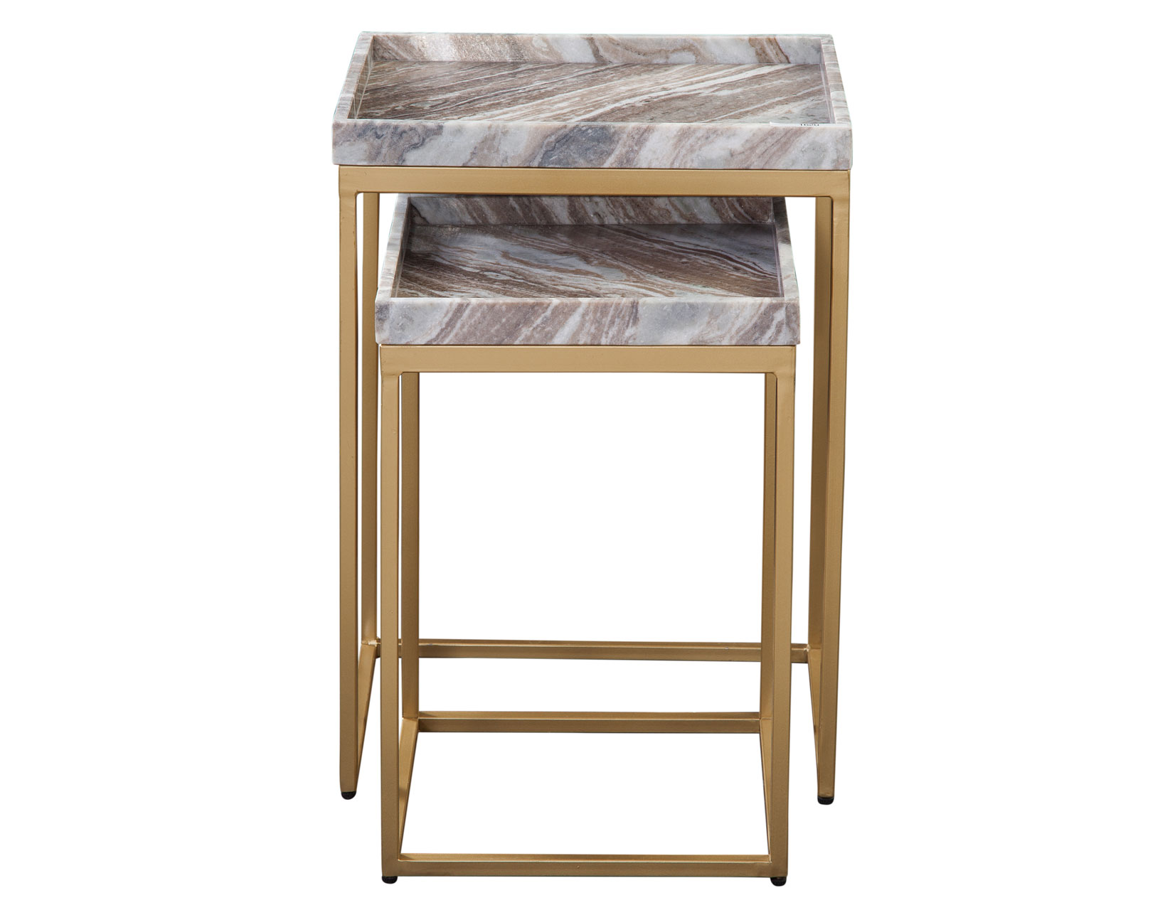 Chantel Solid Brown Marble Top Nesting Tables - Image 4
