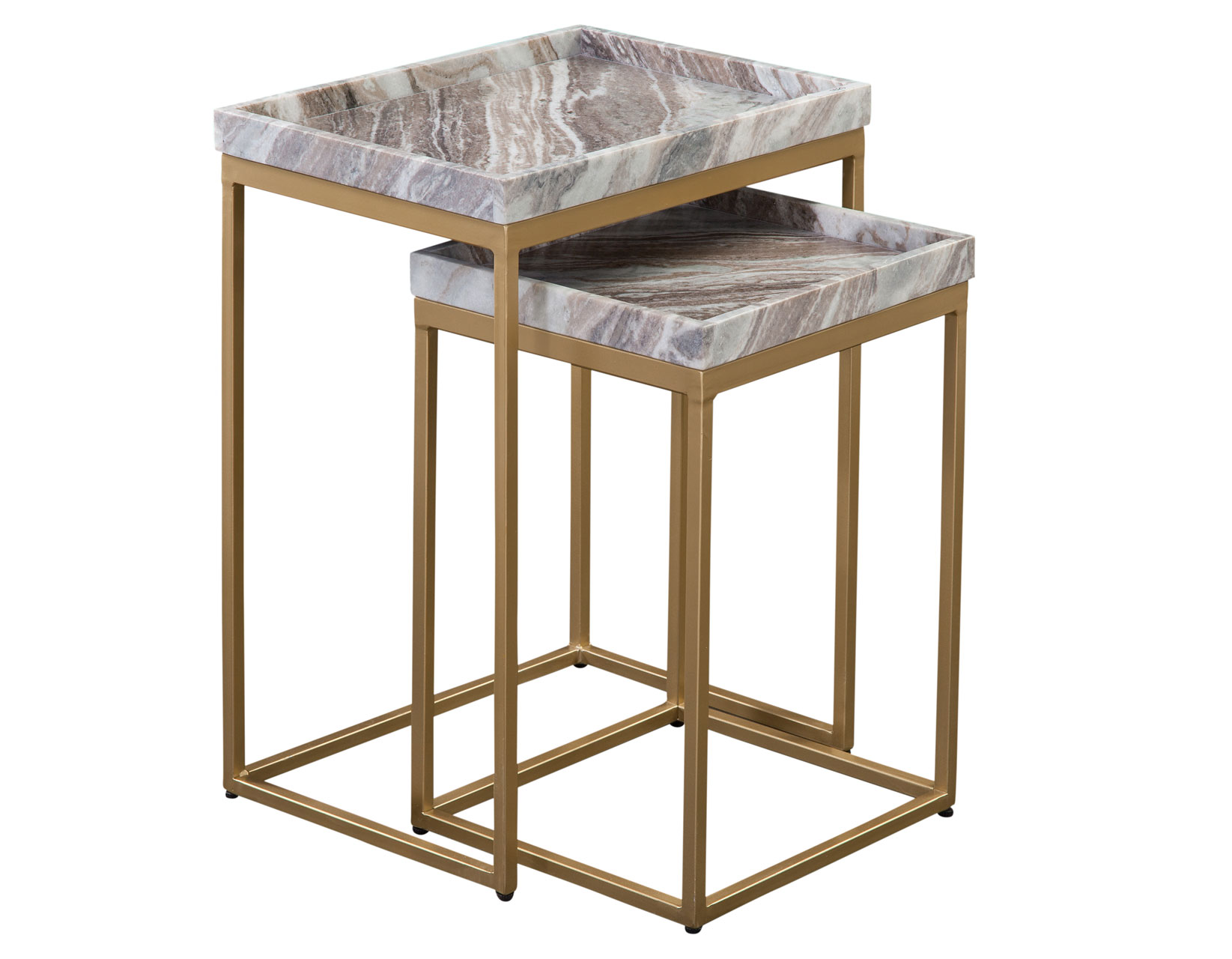 Chantel Solid Brown Marble Top Nesting Tables - Image 3