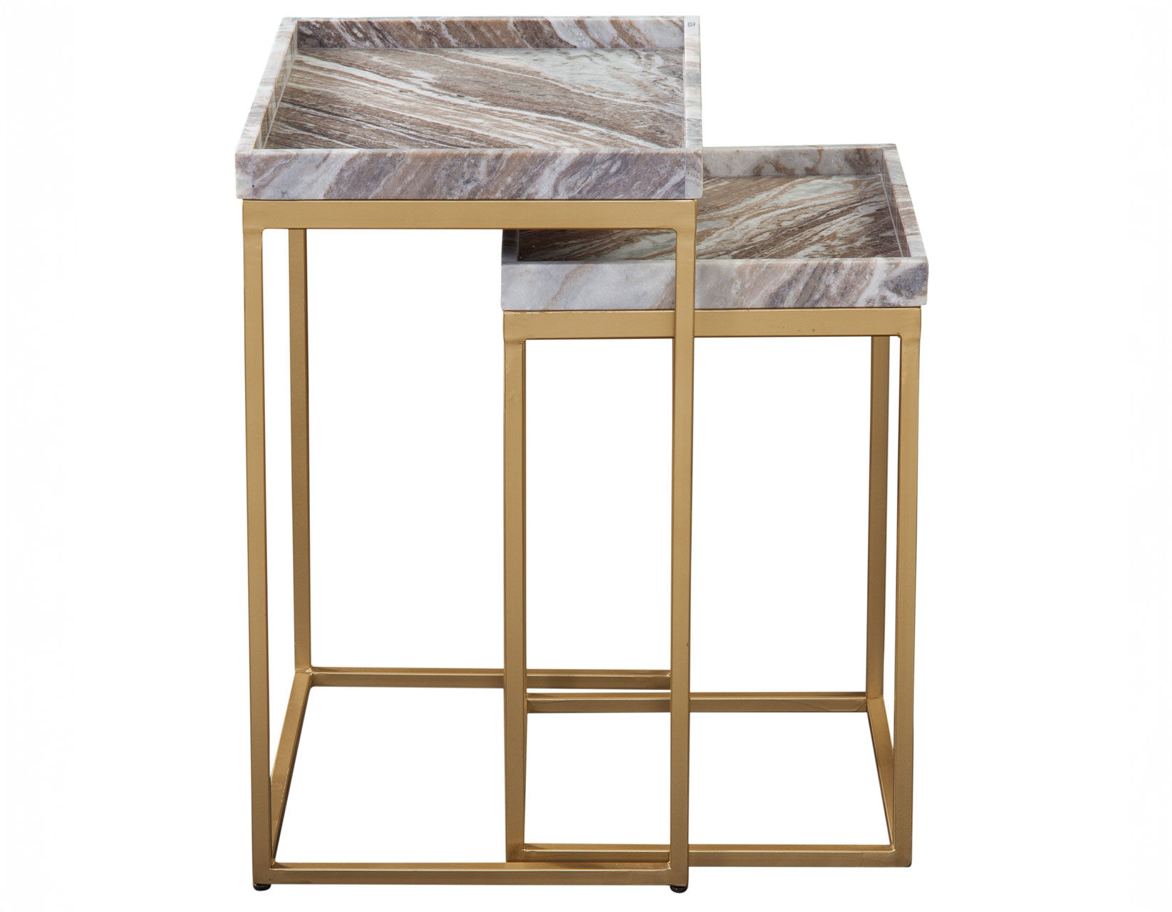 Chantel Solid Brown Marble Top Nesting Tables - Image 2