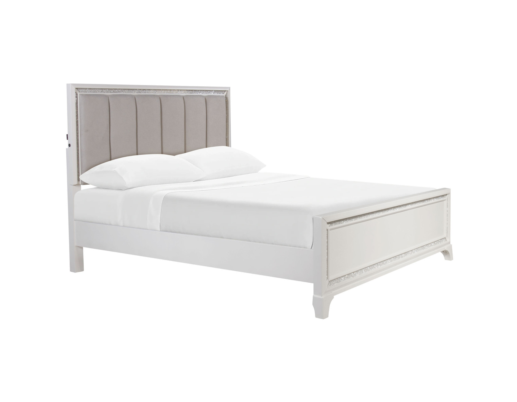 Cassie Illuminating Queen Bed, Shimmering Pearl Finish - Image 4