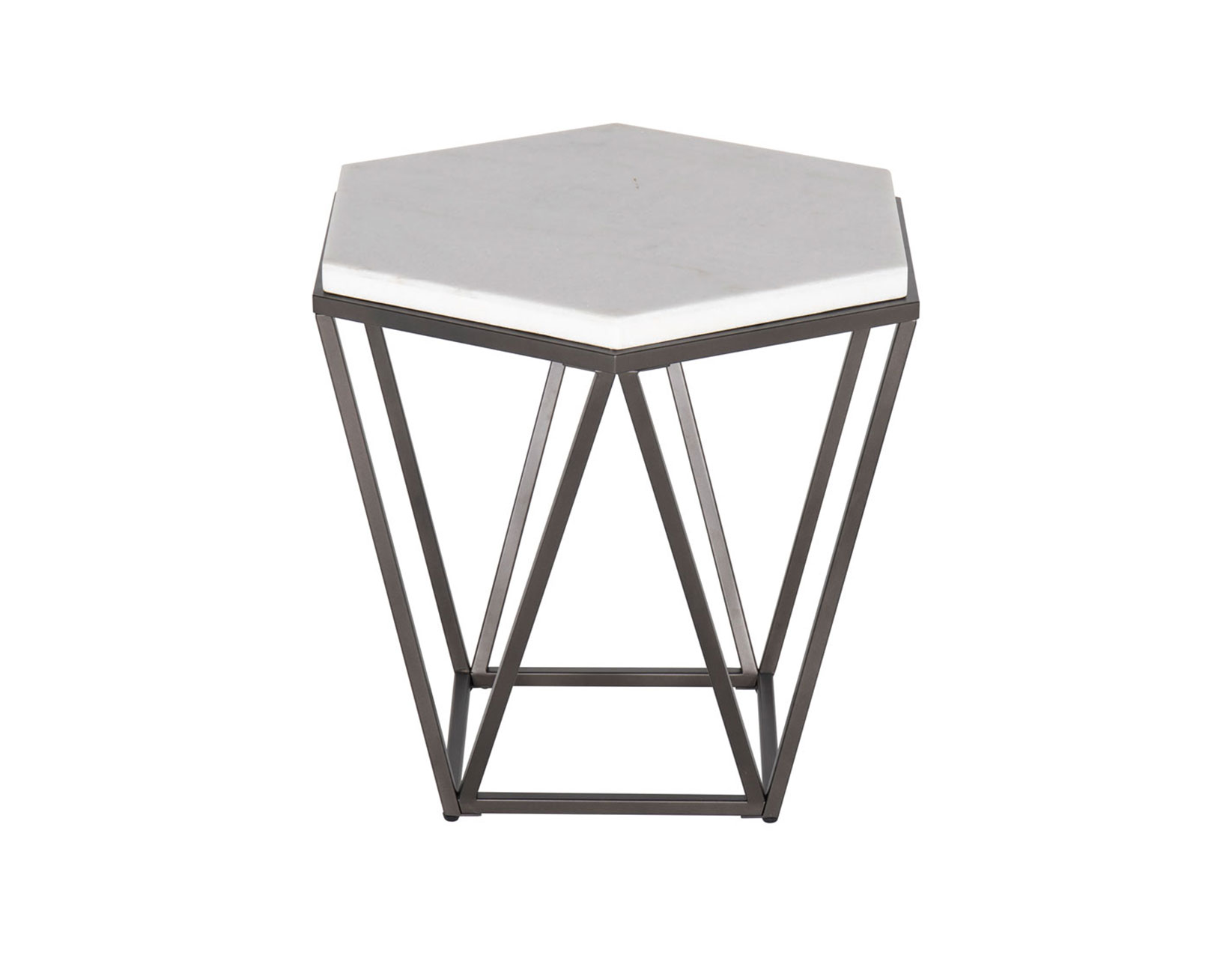 Corvus White Marble Top Hexagon End Table