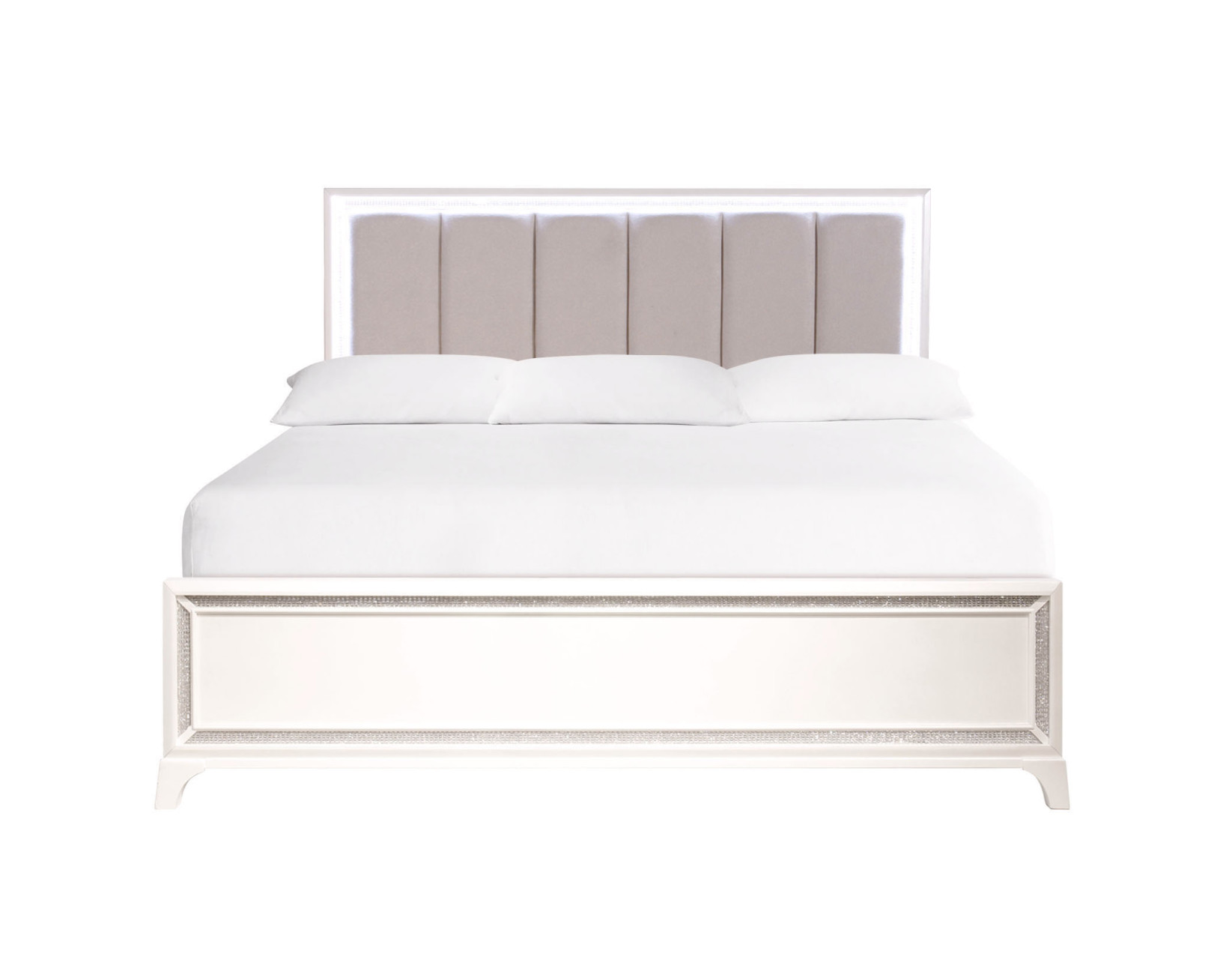 Cassie Illuminating Queen Bed, Shimmering Pearl Finish - Image 3