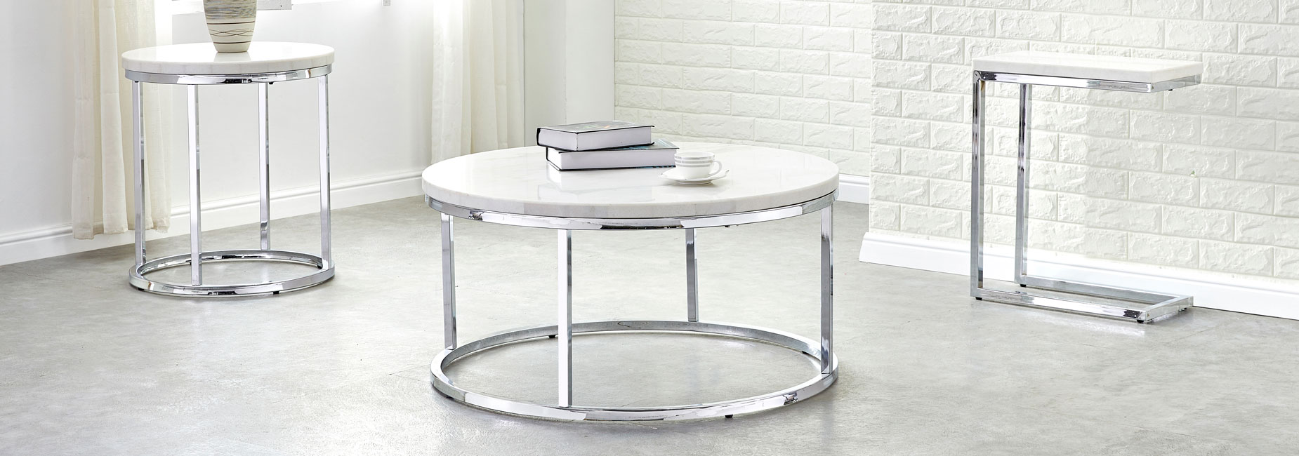 Echo White Marble Top Chairside End Table - Image 8