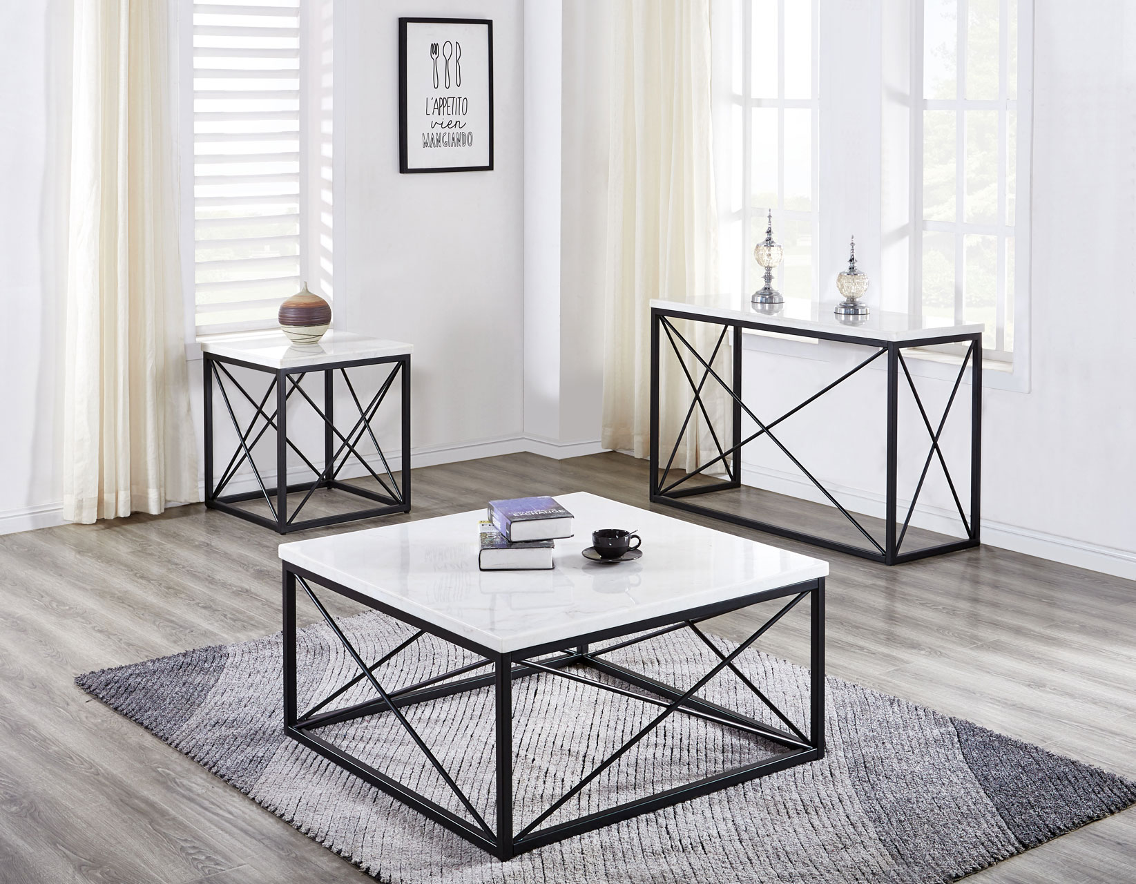 Skyler White Marble End Table - Image 2