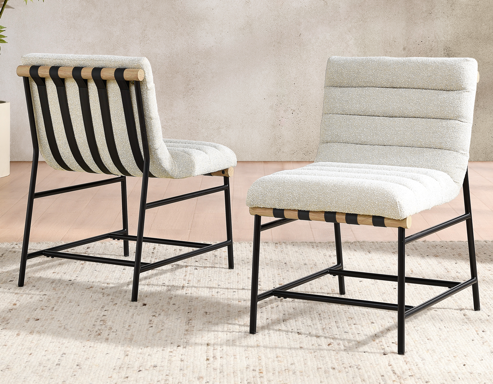 Nicco 20" Side Chair, Eggshell Polyester Fabric