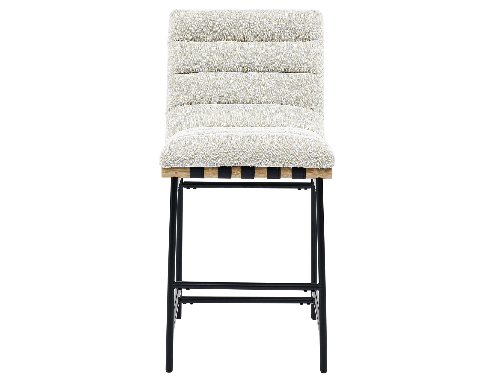 Nicco 24-inch Eggshell Polyester Fabric Counter Stool with Black Iron Base - Image 5