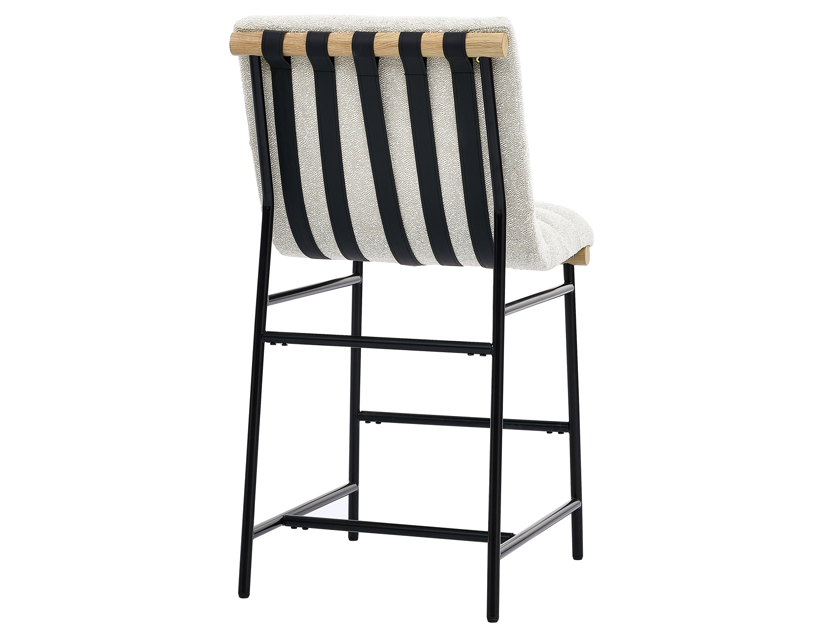 Nicco 24-inch Eggshell Polyester Fabric Counter Stool with Black Iron Base - Image 8