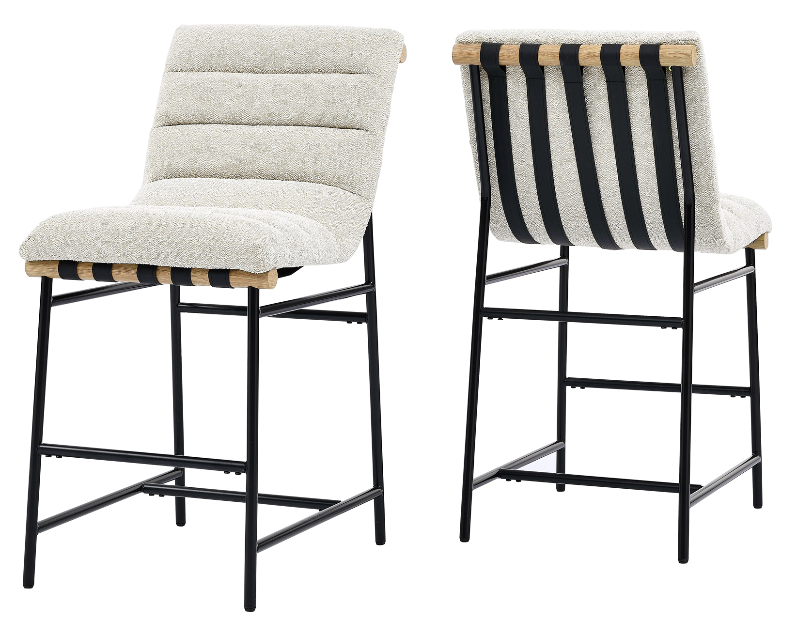 Nicco 24-inch Eggshell Polyester Fabric Counter Stool with Black Iron Base - Image 4