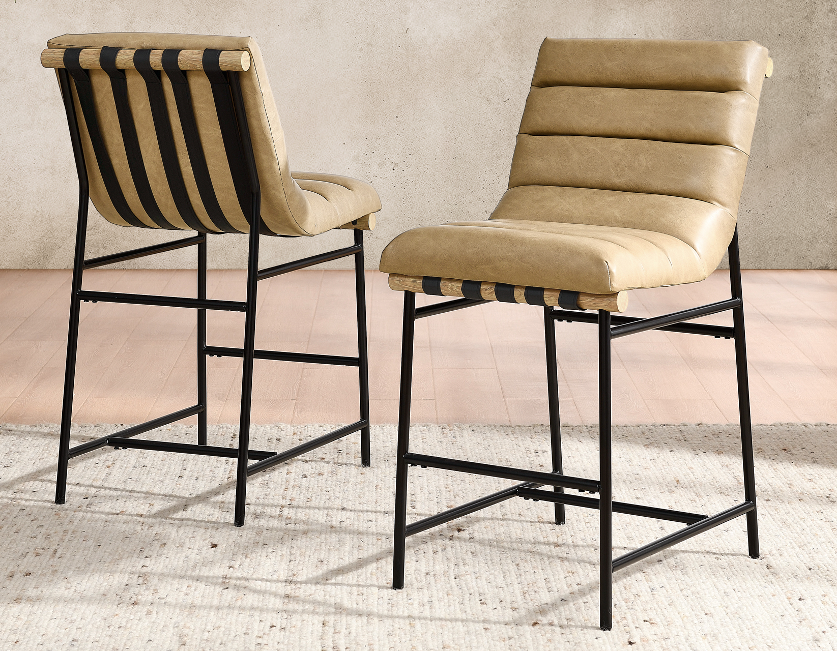 Nicco 24" Counter Stool, Sand Vegan Leather