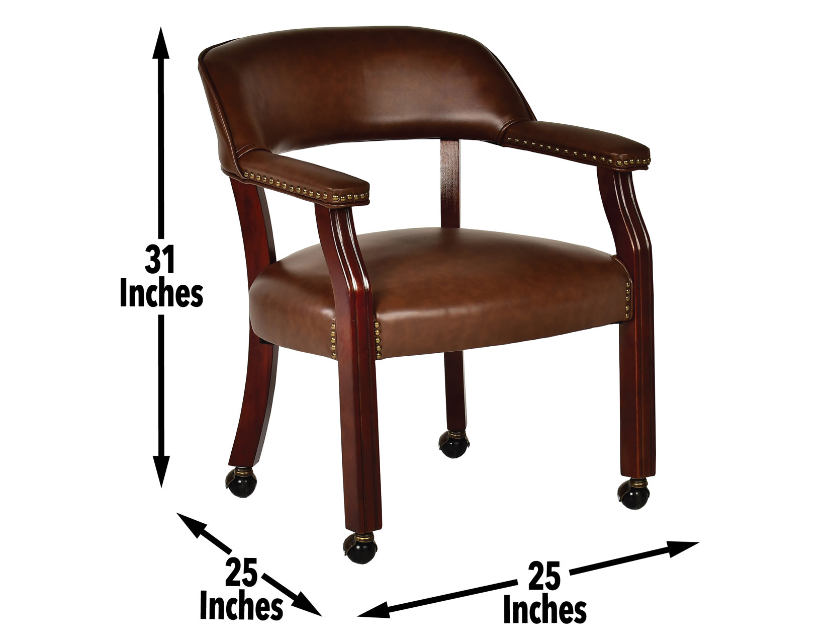 Tournament Arm Chair w/Casters - Brown - Image 11