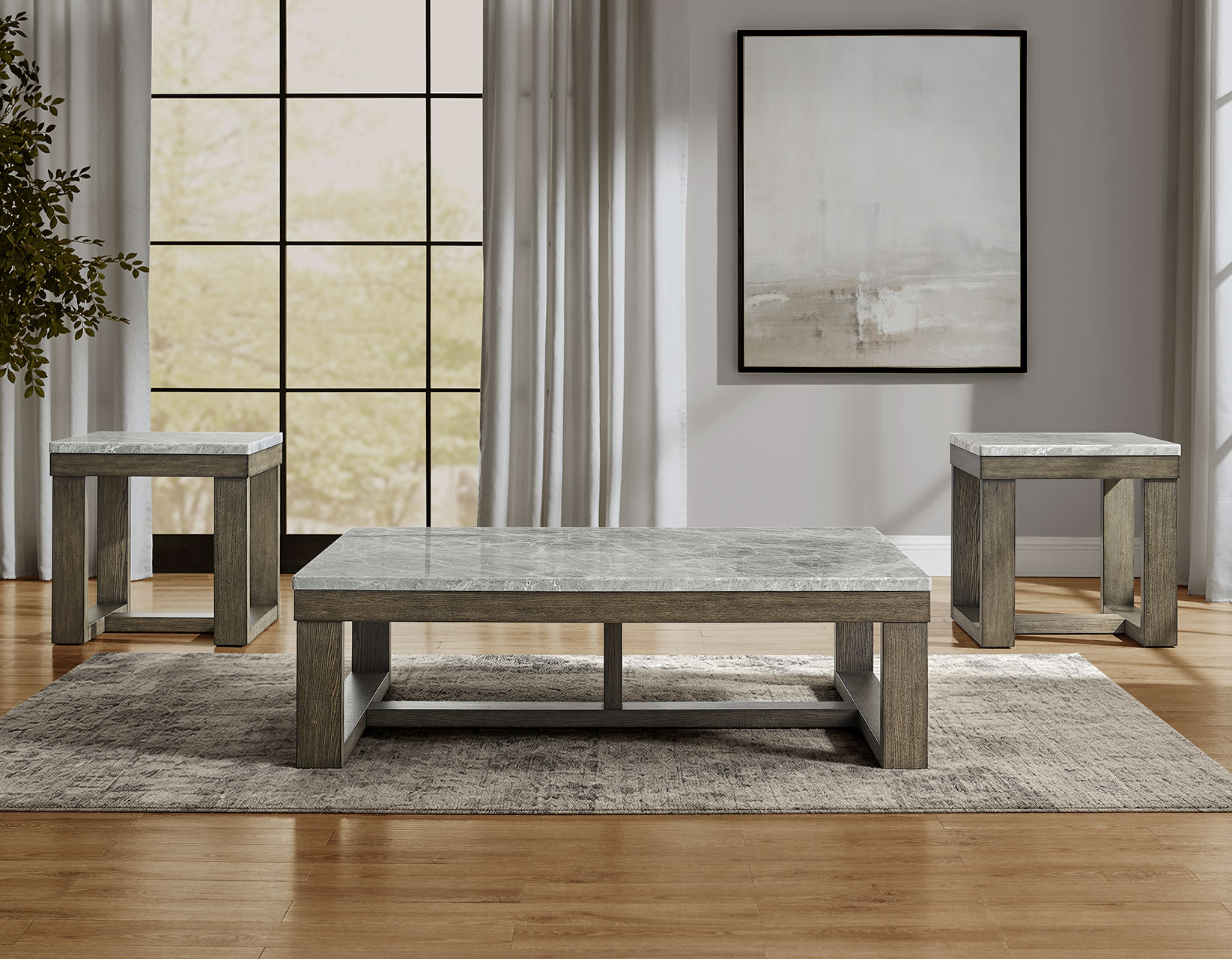 Calla End Table, Gray Marble Top - Image 8