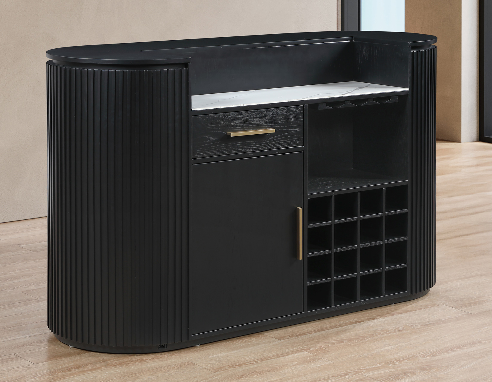 Colvin Reeded Bar, Black Finish - Image 2