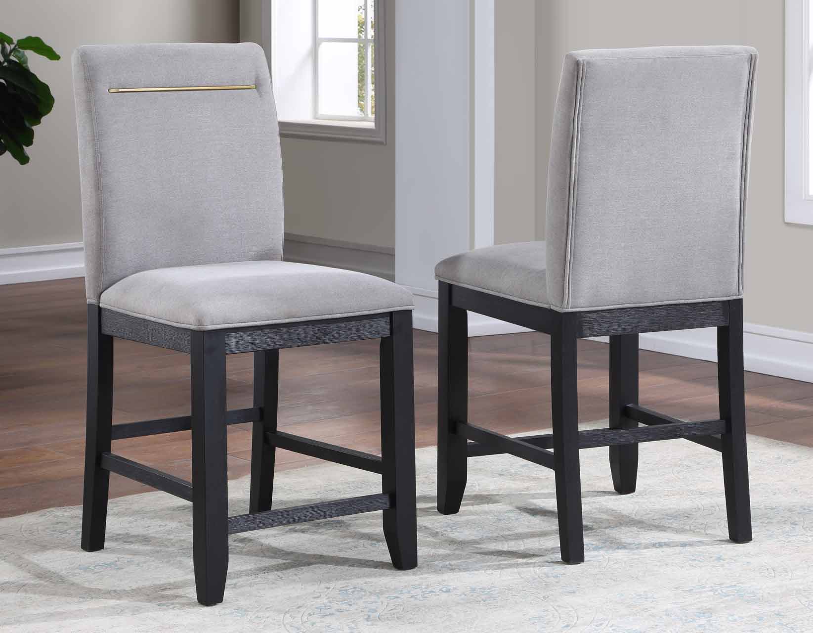 Yves 24" Counter Stool, Grey Upholstered - Image 2