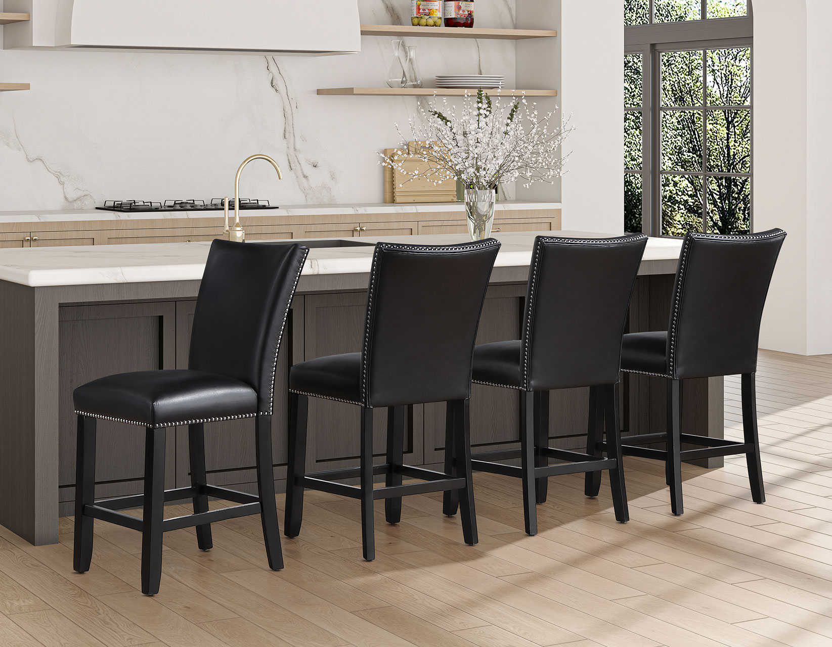 Artemis 24" Counter Stool, Black Vegan Leather - Image 9