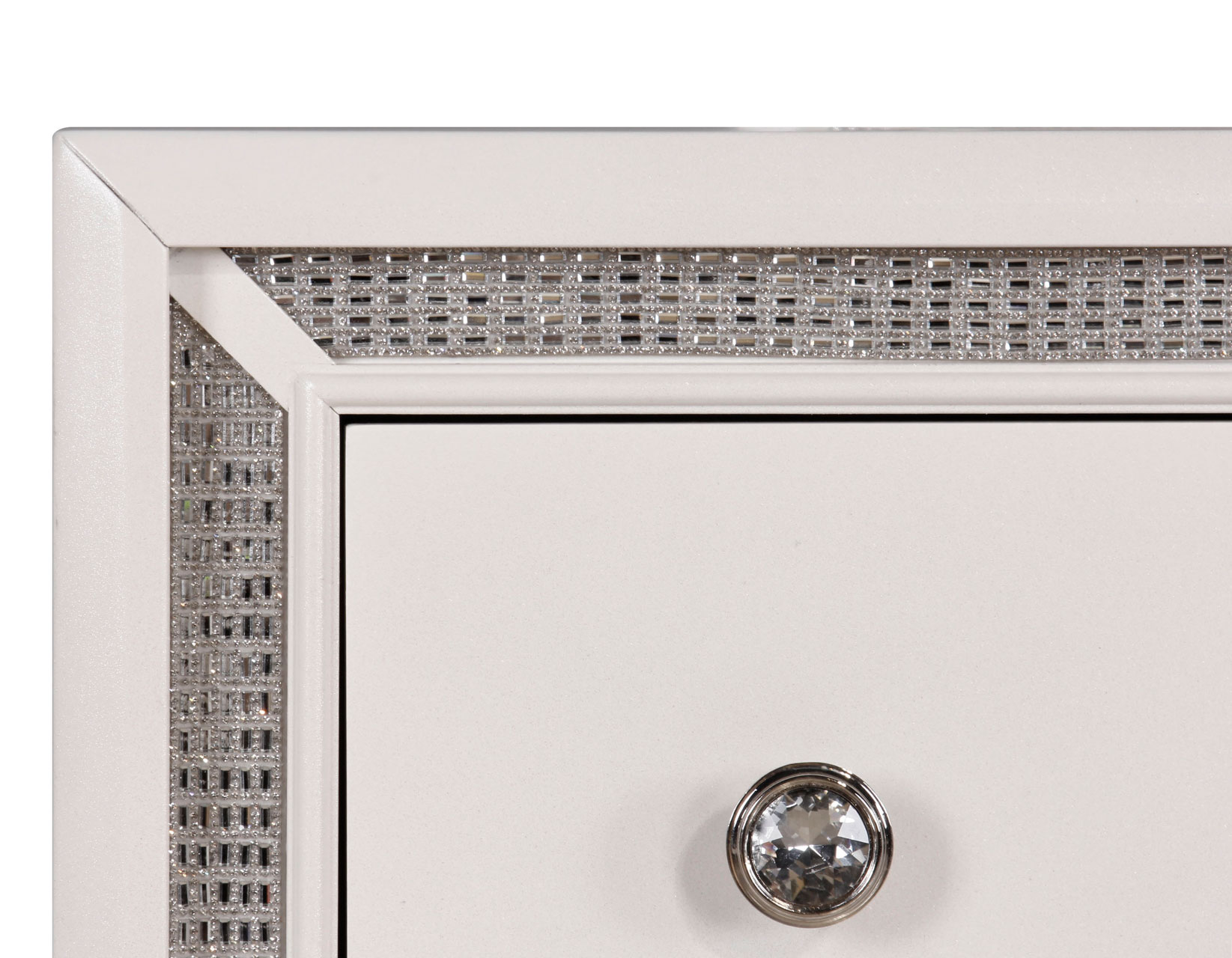 Cassie Illuminating Glam Dresser and Mirror, Shimmering Pearl Finish - Image 10