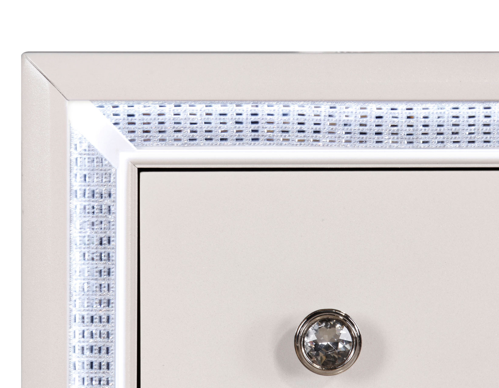 Cassie Illuminating Glam Dresser and Mirror, Shimmering Pearl Finish - Image 9