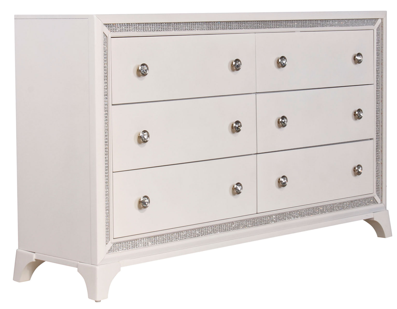 Cassie Illuminating Glam Dresser and Mirror, Shimmering Pearl Finish - Image 6