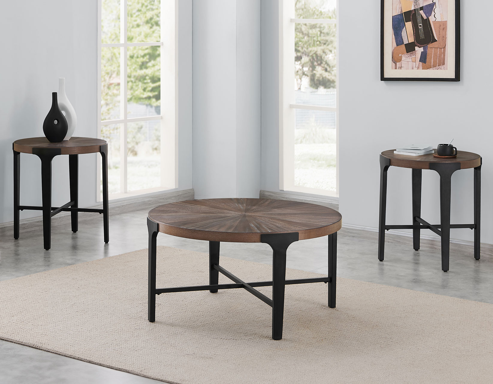 Chevron, 22-inch Round End Table - Image 7