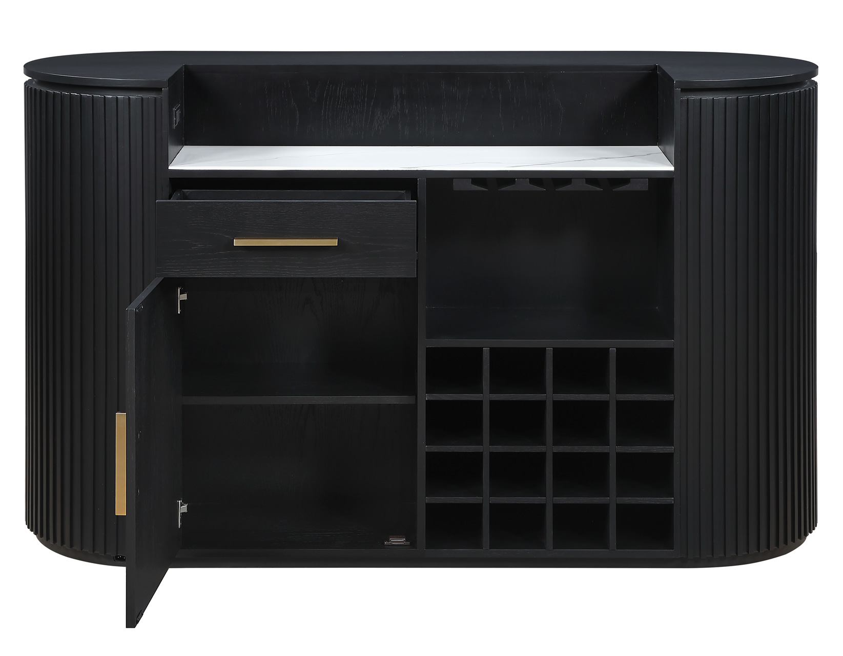 Colvin Reeded Bar, Black Finish - Image 8