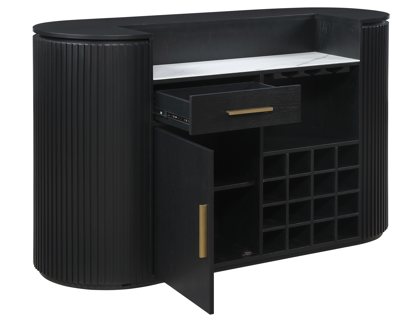 Colvin Reeded Bar, Black Finish - Image 10