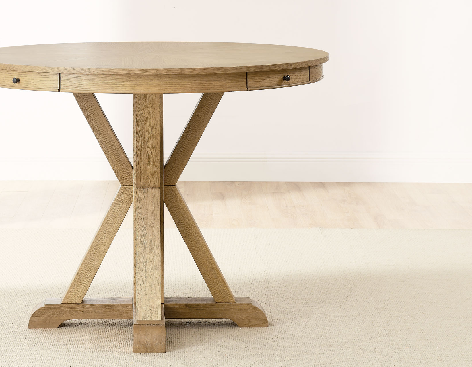 Rylie 48-inch Round Counter Table Top with 4 Drawers, Caramel Finish - Image 5