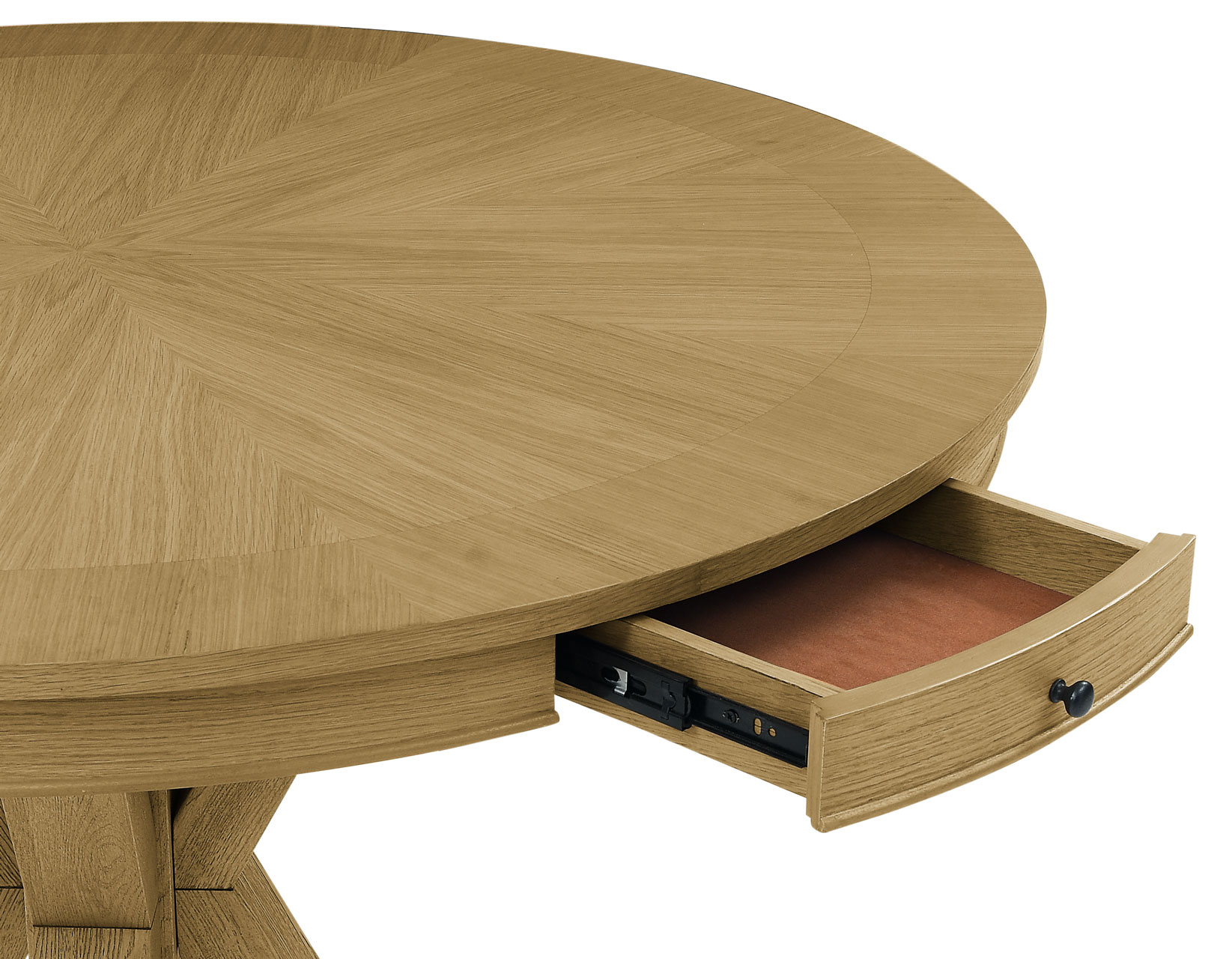Rylie 48-inch Round Counter Table Top with 4 Drawers, Caramel Finish - Image 4