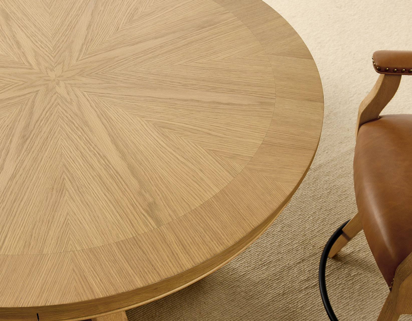 Rylie 48-inch Round Counter Table Top with 4 Drawers, Caramel Finish - Image 2