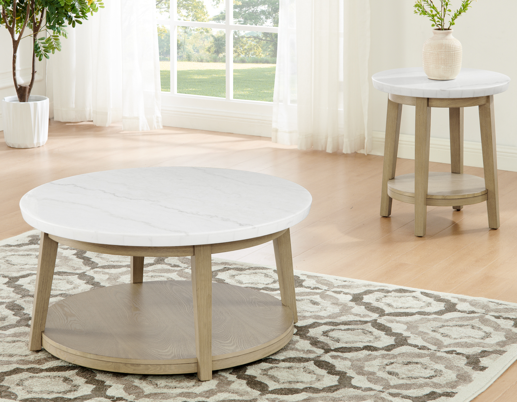 Vida, 22" Round End Table, White Marble Top - Image 6