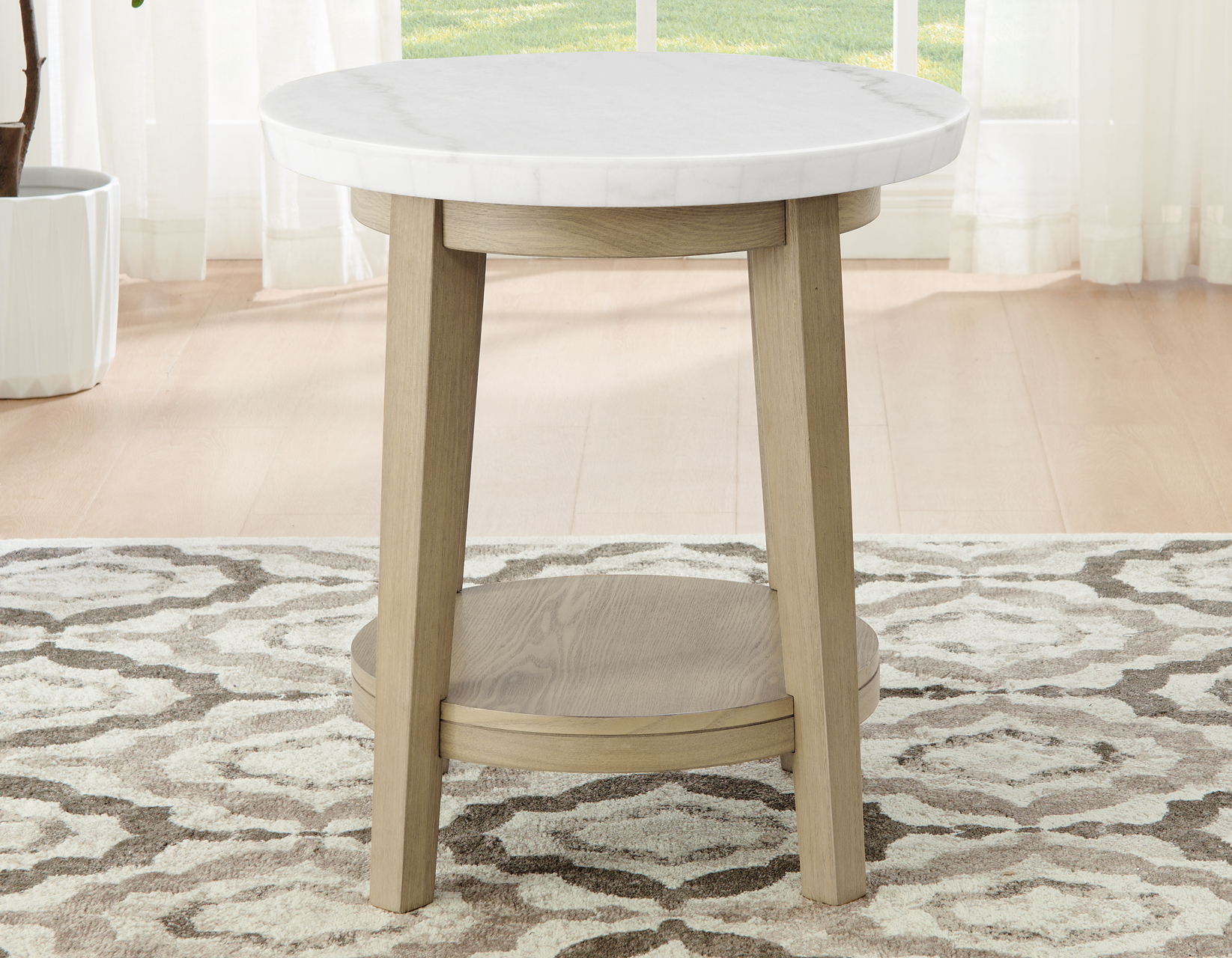 Vida, 22" Round End Table, White Marble Top - Image 2