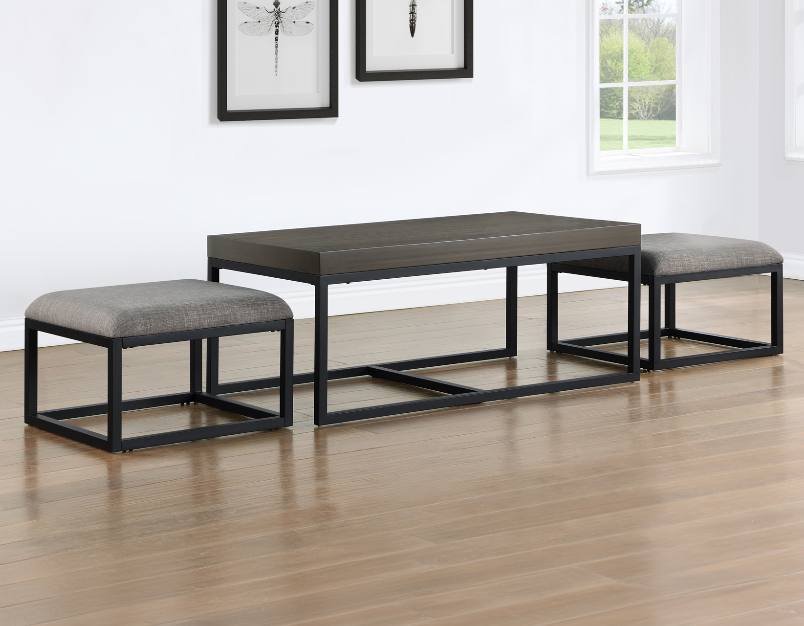 Yukon Rectangular Nesting Coffee Table with 2 Stools - Image 2