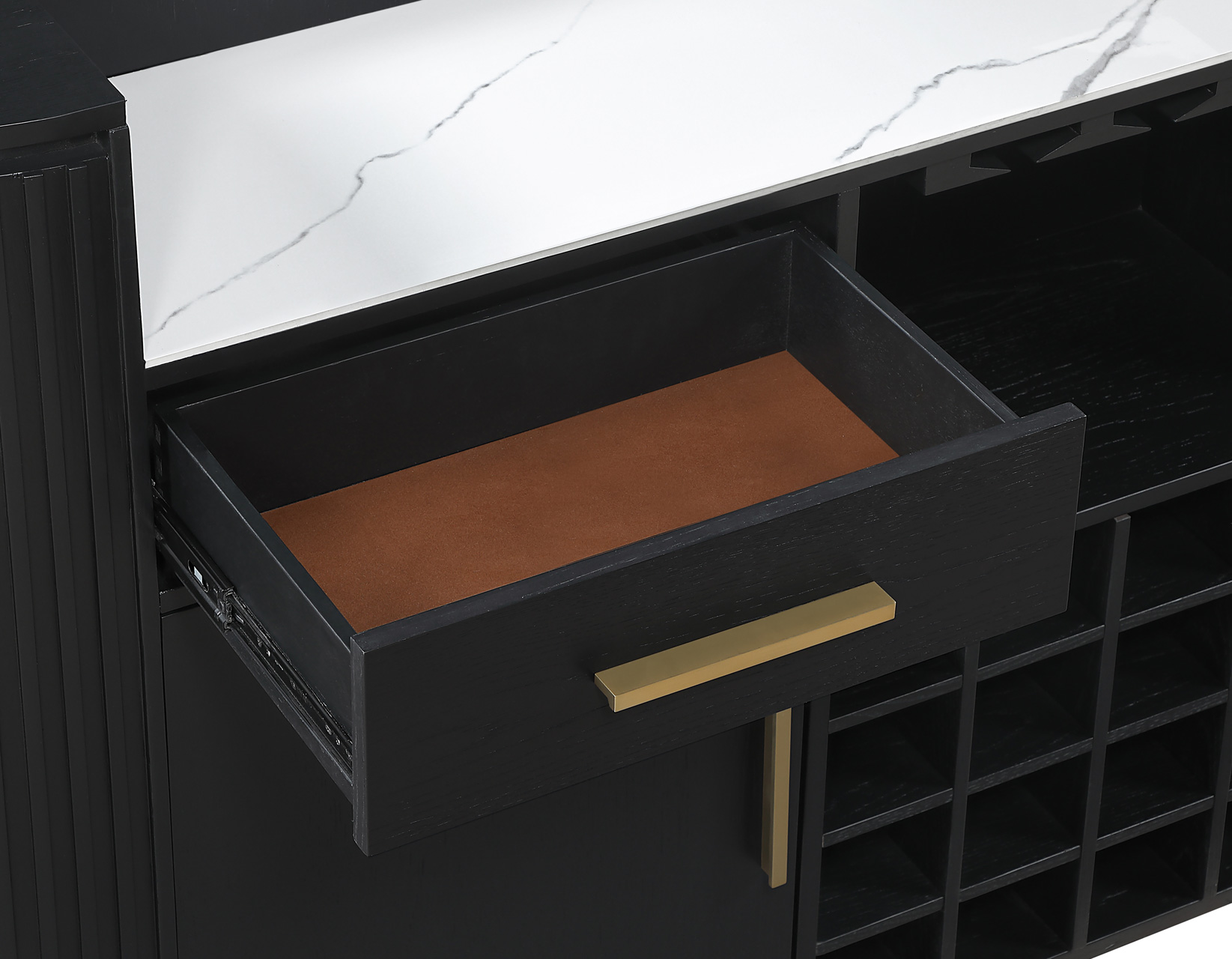 Colvin Reeded Bar, Black Finish - Image 3
